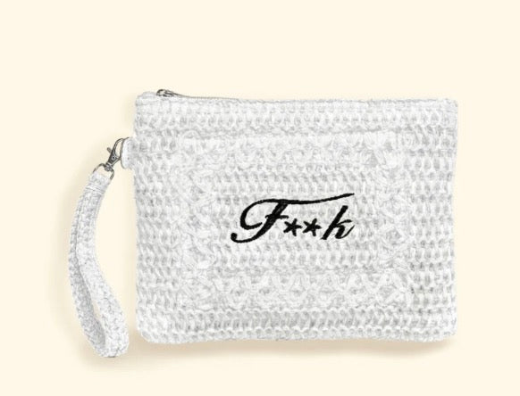 Mini pochette raffia F**K
