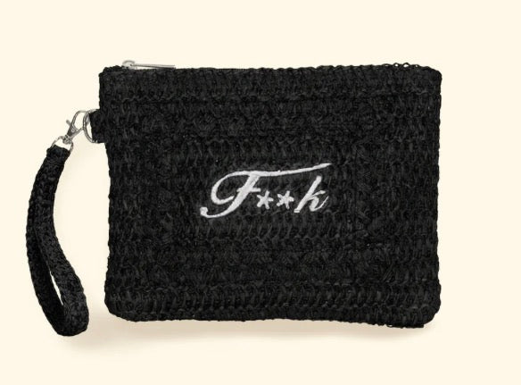 Mini pochette raffia F**K