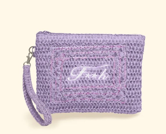 Mini pochette raffia F**K