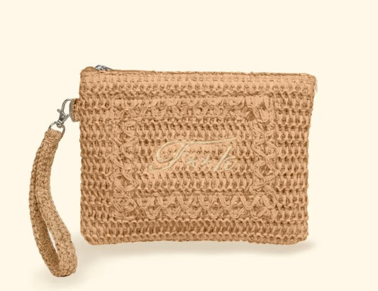 Mini pochette raffia F**K