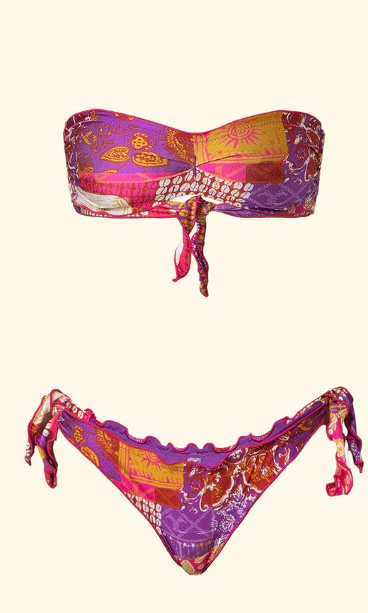Bikini fascia con slip lacci